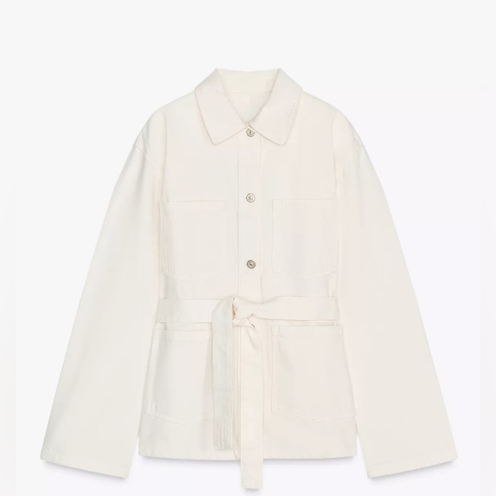 Nwt- Zara- Belted TRF Demim Jacket -XXL